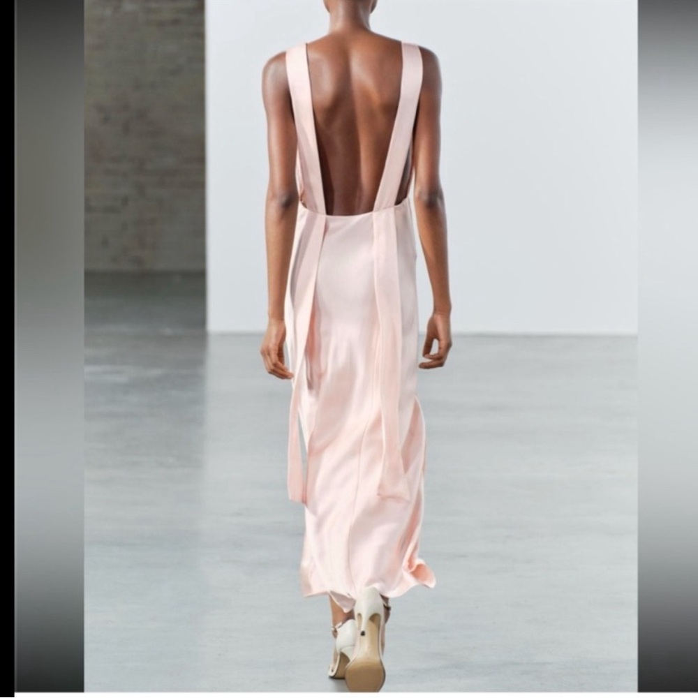 Zara ZW Collection Limited Edition Surplus Pink Backless Dress Size L NWT❣️❣️